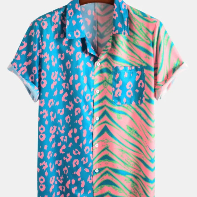 Short Sleeve Lapel Men's Clothing Print Shirt (Style 27, 4XL)