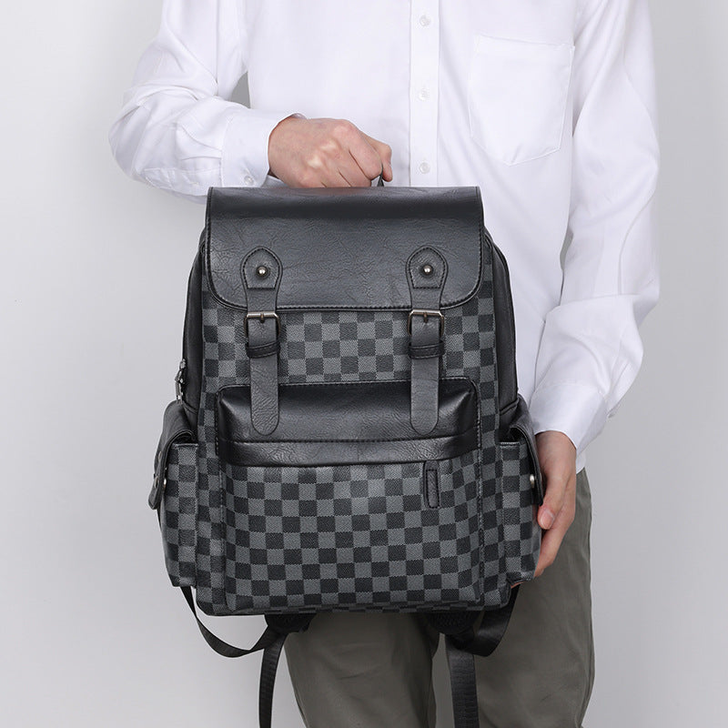 Large Capacity Plaid Backpack