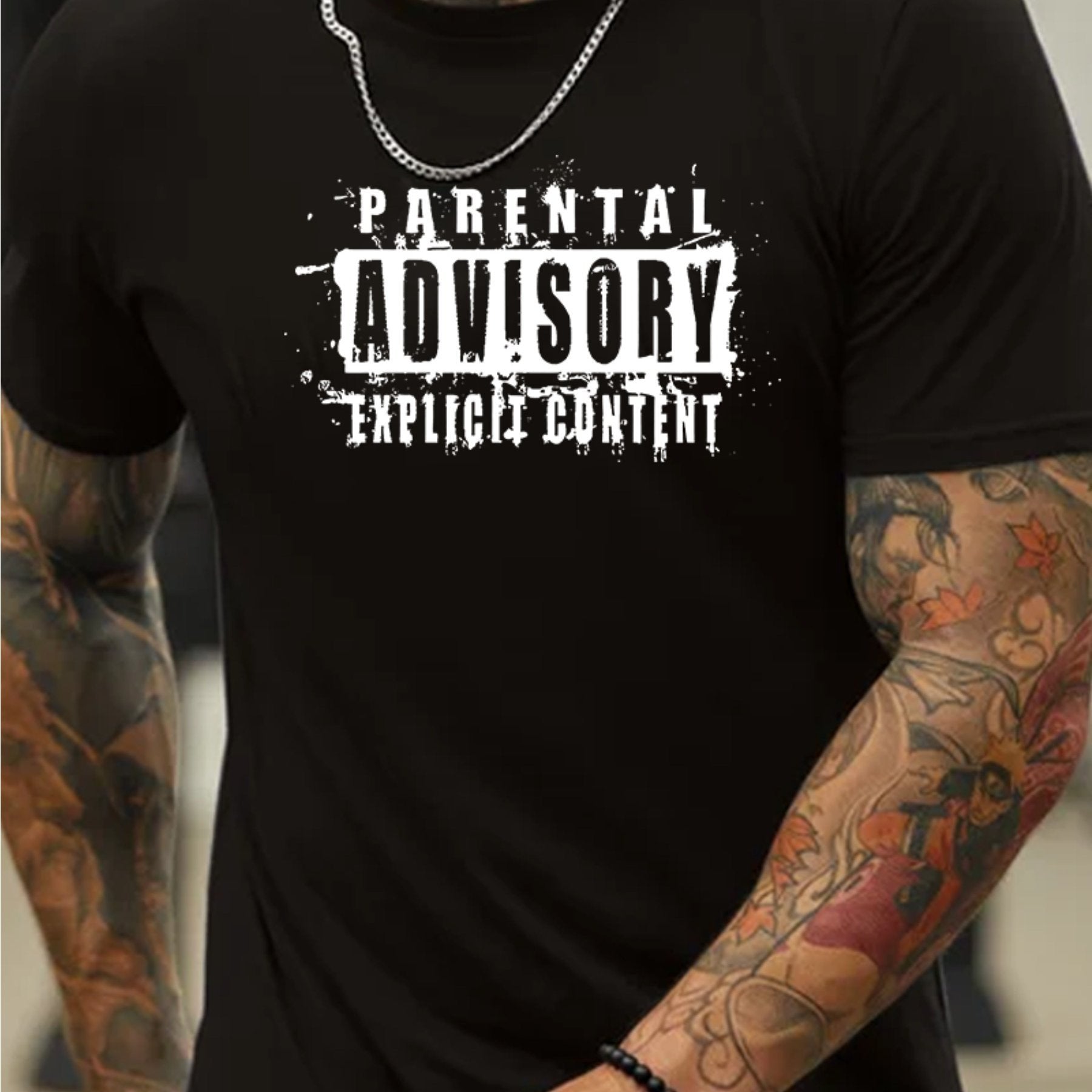 Parental Advisory T Shirt (Black, XXL)