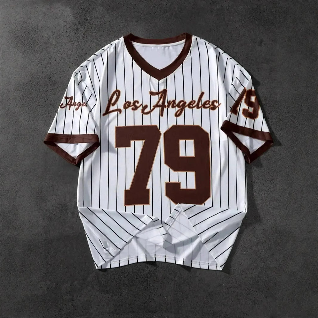 Men's Los Angeles Letter Print Short Sleeve Top (31901Style, XXXL)