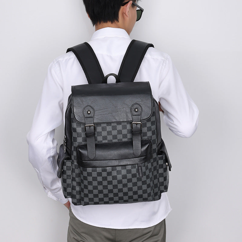 Large Capacity Plaid Backpack