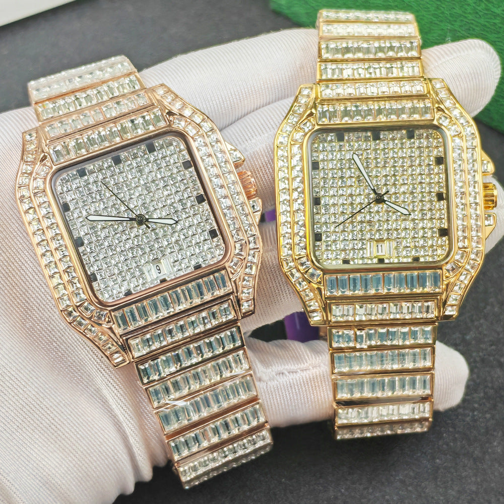 Men's Versatile Diamond-embedded Watch (Gold)