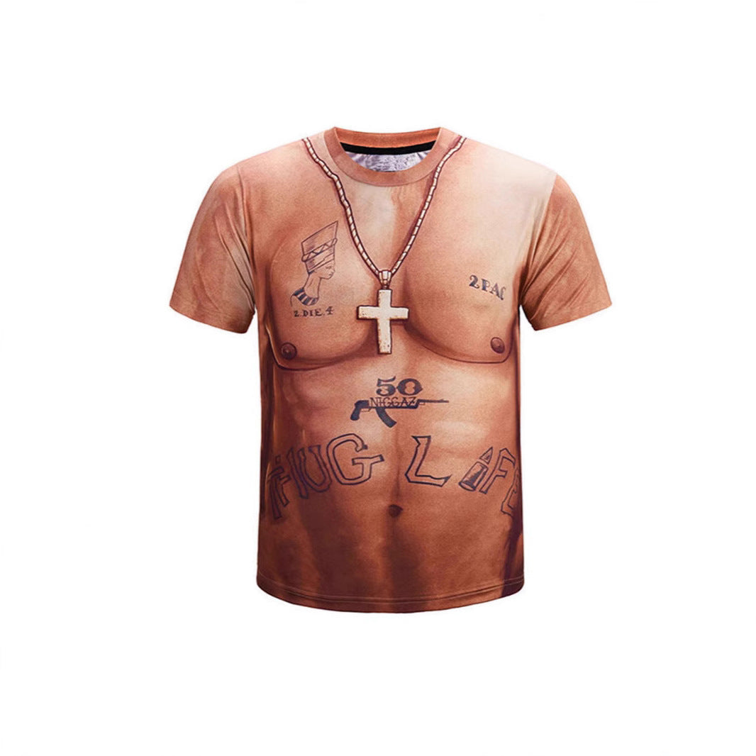 3d Digital Printing Short Sleeve Comfortable T-shirt For Men (A952, XXL)