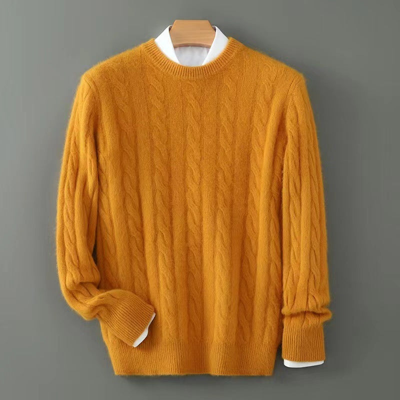 Plus Size Men's Thickened Mink Sweater Woolen Sweater (Brown, L)
