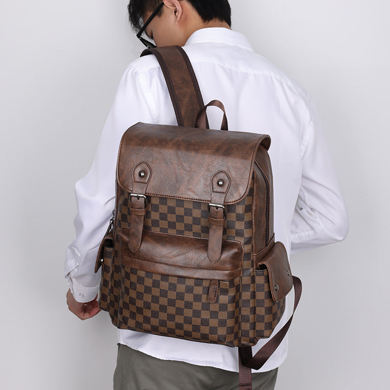 Large Capacity Plaid Backpack