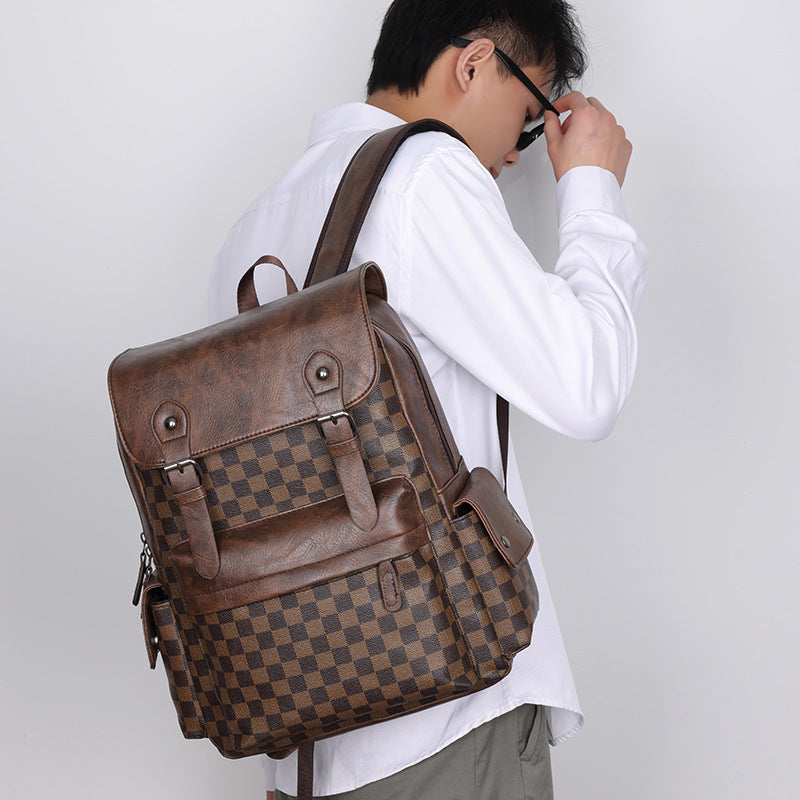 Large Capacity Plaid Backpack