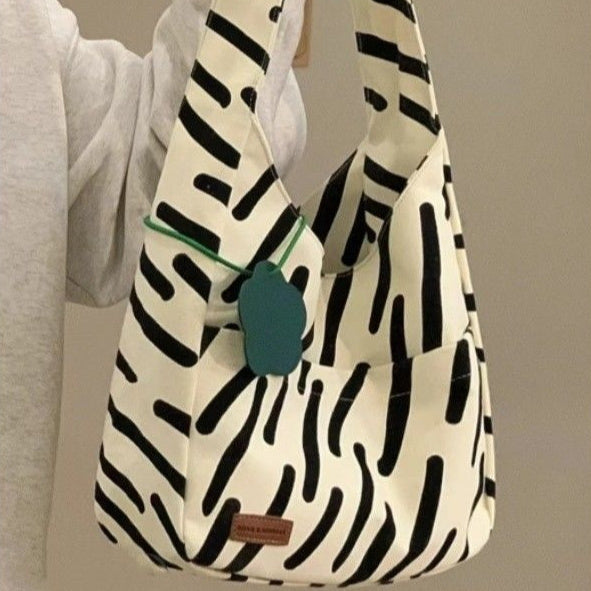 Women's Large Capacity Shoulder Bag Casual (Off White Without Pendant, A4 Book With Lining)