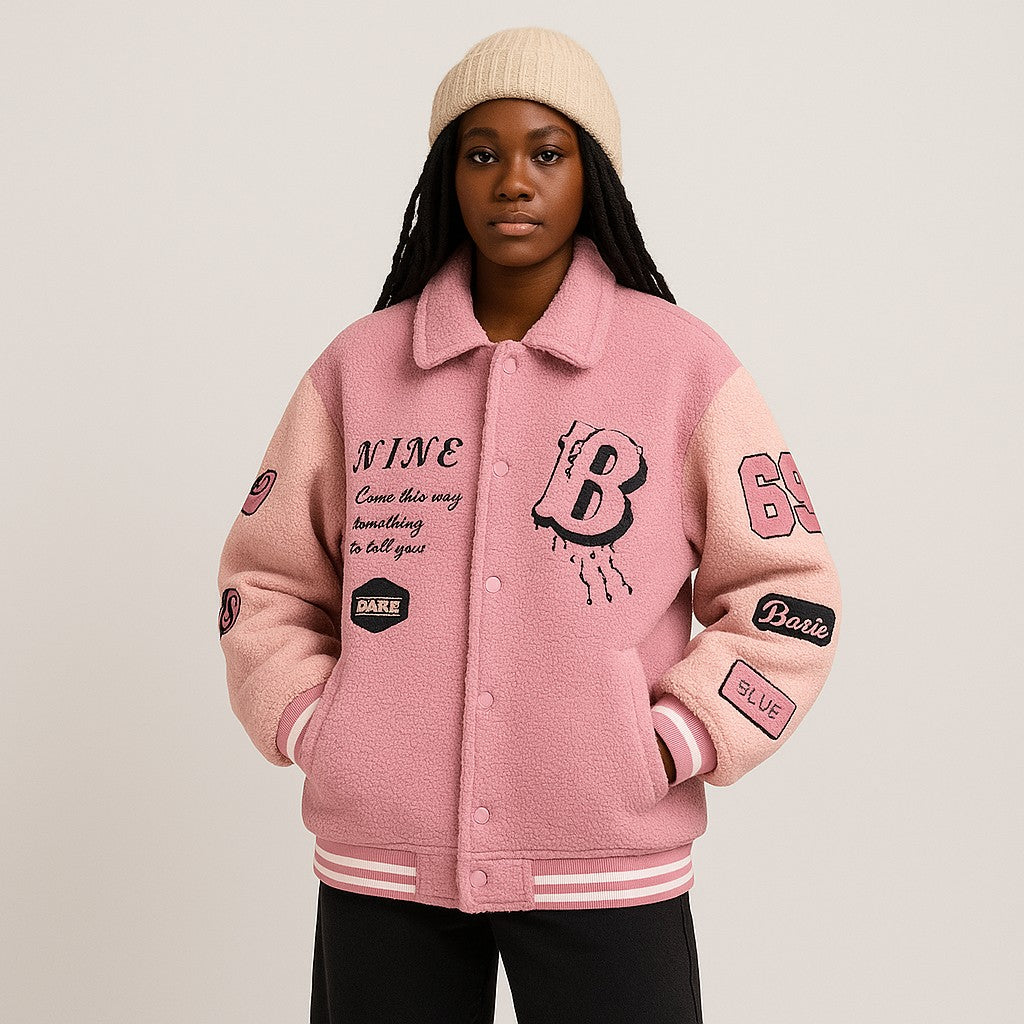 Fleece Sherpa Varsity Jacket