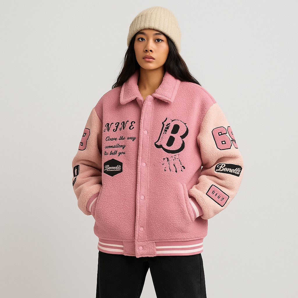 Fleece Sherpa Varsity Jacket