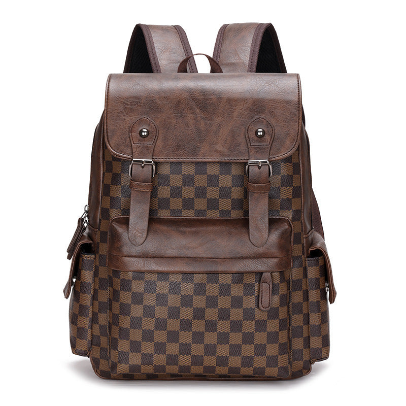 Large Capacity Plaid Backpack