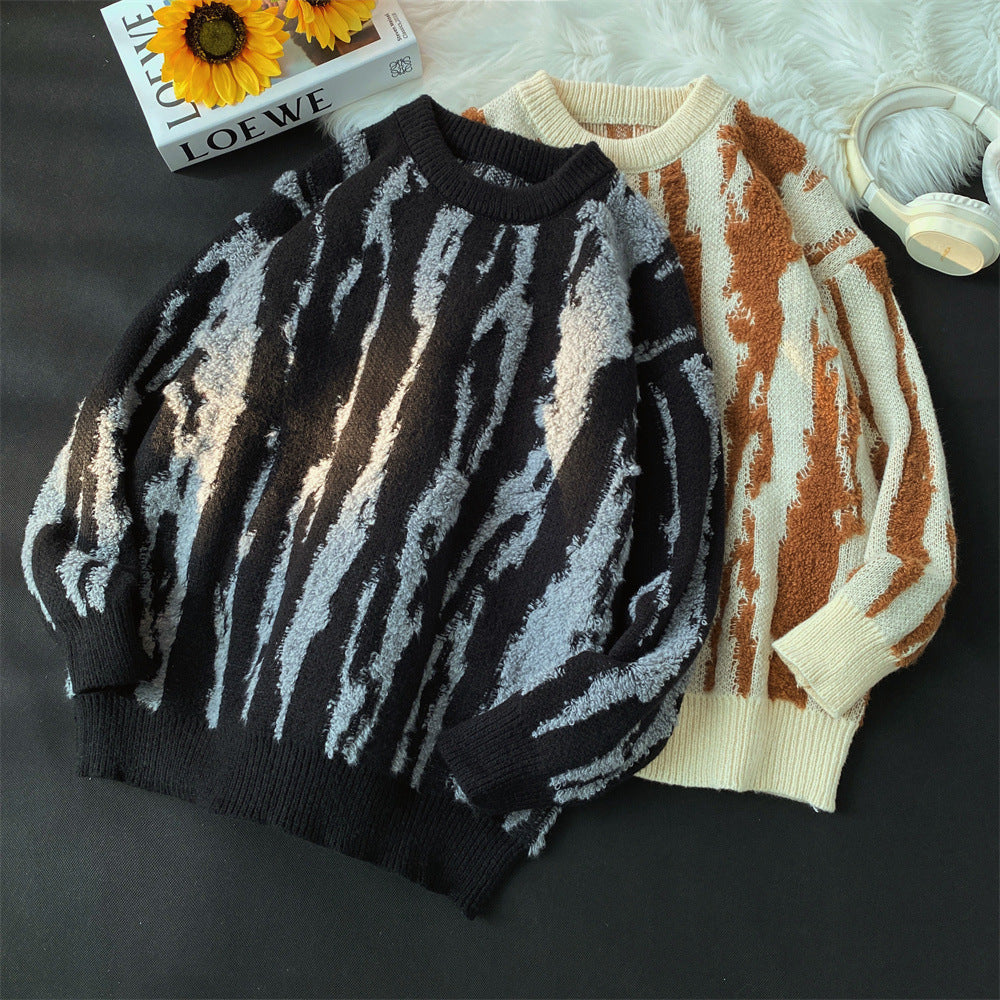 High Street Zebra Pattern Sweater (Apricot, L)
